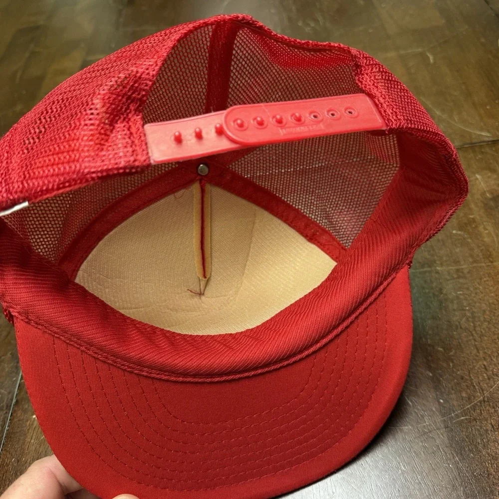 VTG FireHawk Firestone Gene White Racing Hat Cap Red‎ Trucker Rope Brim Snapback